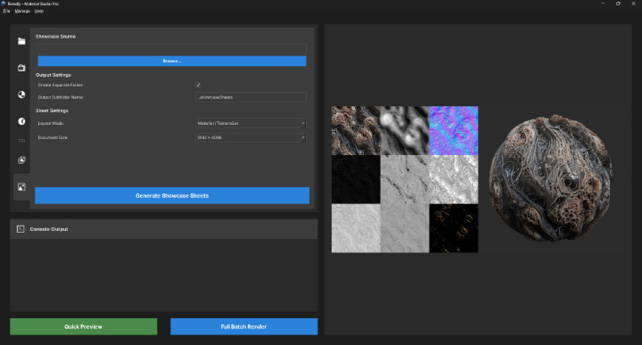 Material Showcase example output